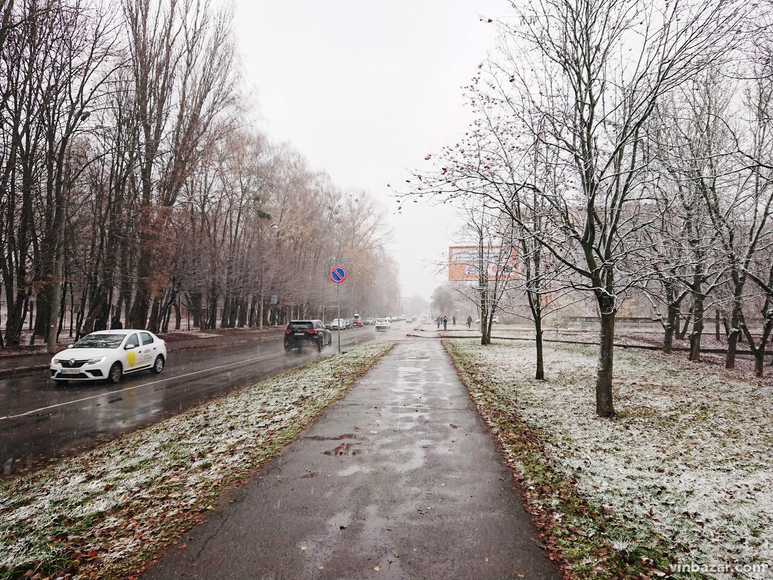 У Вінниці випав мокрий сніг (Фото)