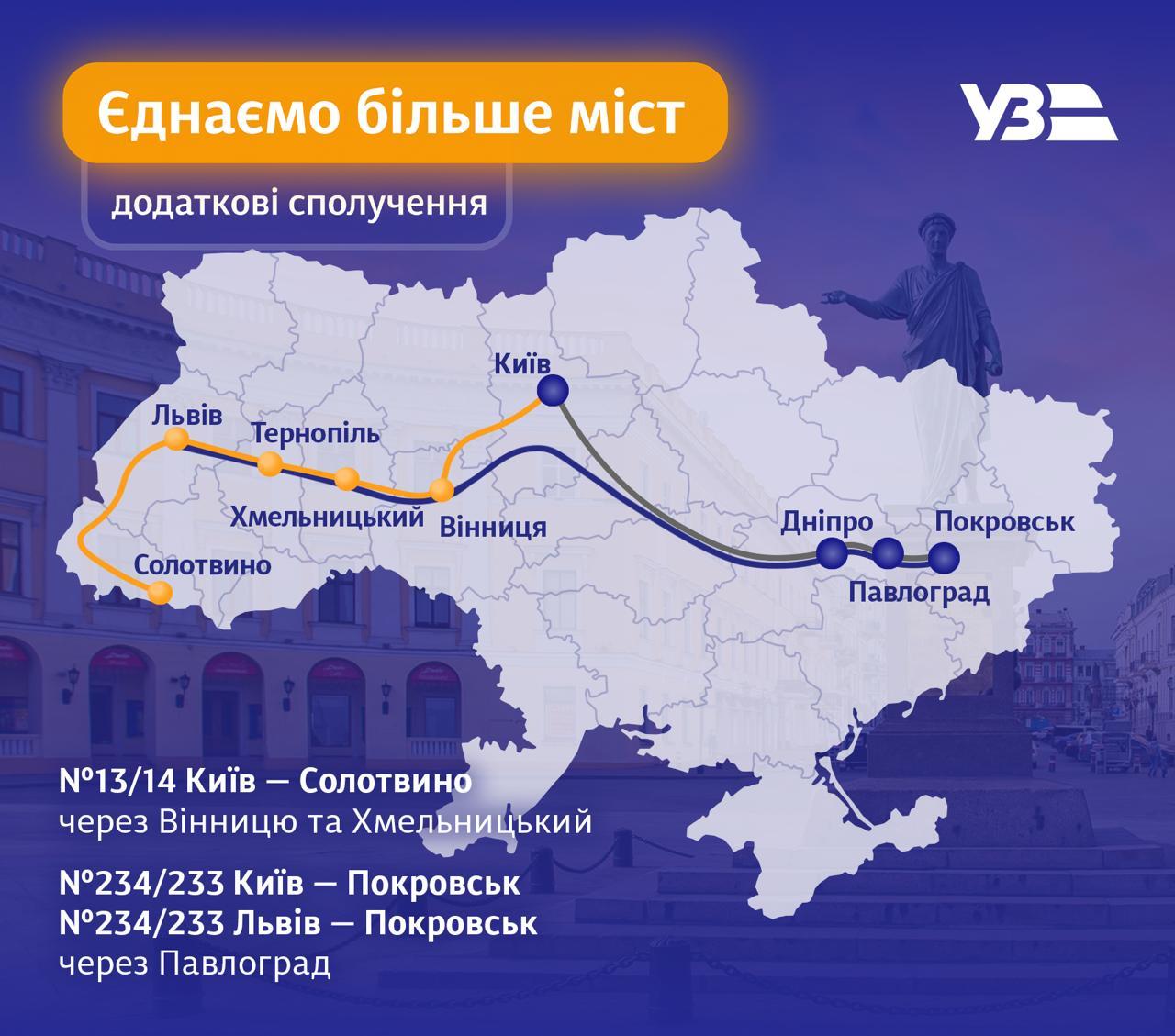 З 10 червня два нових потяги курсуватимуть через Вінницю